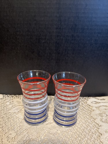 Red White And Blue 4” Juice Glasses - Picture 2 of 5