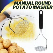 Potato Vegetable Masher Round Stainless Steel Cooking Utensil Kitchen Cookware