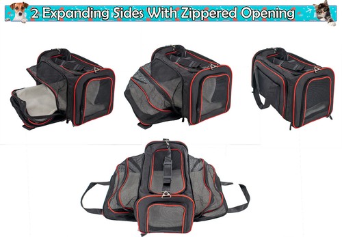 Pet Carrier Expandable Cats Dogs Small Animals Airline TSA Approved Collapsible - Picture 3 of 7