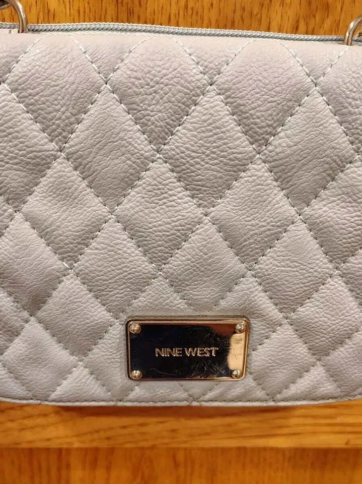 Светло-синий выстеганный девять West искусственной кожи крест тела сумка сумочка вечер Дамская сумка - Изображение 2 из 4