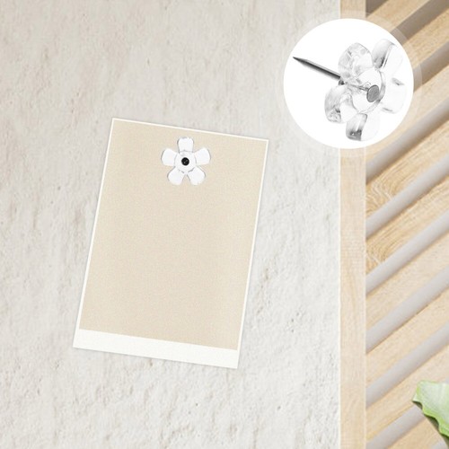 100 Pcs Transparent Flower Pushpin Office for Bulletin Board Tacks - Picture 5 of 12