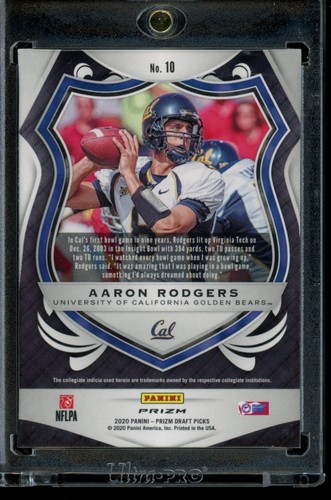 2020 Prizm Draft Picks Crusade Blue Prizm Aaron Rodgers #10 - Picture 2 of 2