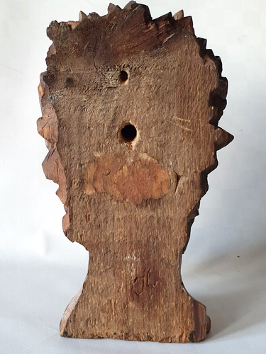 Sehr Ausdrucksstarker Teufel Kopf geschnitzt orig. Farbfassung  ca. 25 cm sign. - Bild 9 von 11