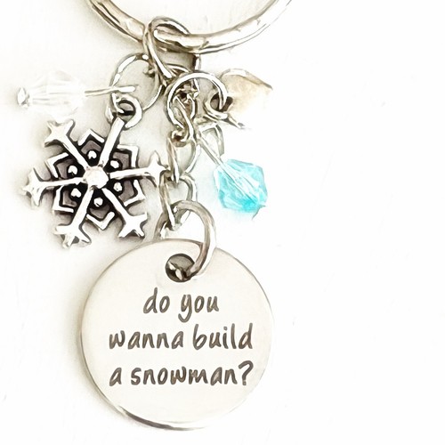 Frozen Olaf, Elsa, & Anna Inspired Keychain Do You Wanna Build a Snowman Gift - Picture 2 of 2