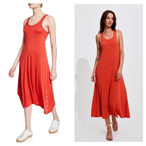 Vestido midi sin mangas Rag & Bone Allegra cuello redondo naranja rojo crepé Jersey XXS $350 - Imagen 2 de 17