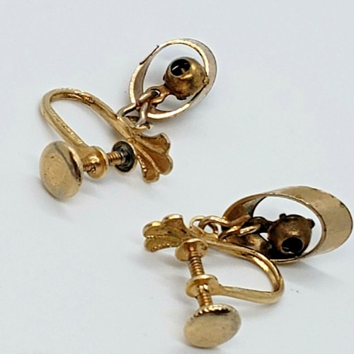 Vintage goldfarbene Fleur de Lis blaue Geburtsstein-Ohrringe mit Schraubverschluss nicht durchbohrt - Bild 8 von 9