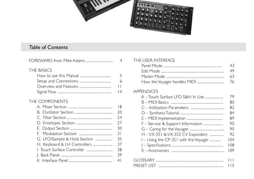 Moog Minimoog Voyager Rack Mount Edition Sintetizzatore RME MANUALE DEL PROPRIETARIO - Foto 2 di 5