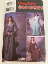 Halloween Costume Simplicity 9891 Medieval Long Dress   Sewing Pattern