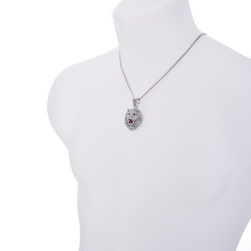 Hip Hop Iced Out Lion Gold Silver Plated Pendant 20" Cuban Chain Necklace CP1750 - Picture 9 of 12