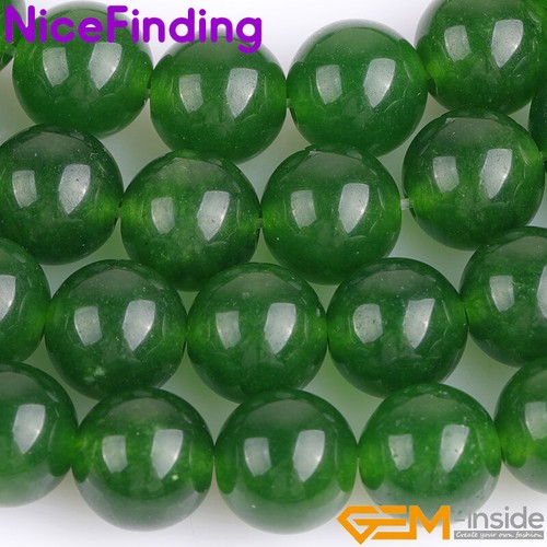 "Cuentas redondas de jade de Taiwán hilo belleza natural alta calidad para hacer joyas 15""" - Imagen 13 de 40