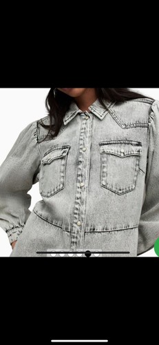 All Saints Ava snow grey denim Dress Size 12 *PRICE REDUCED* - Picture 16 of 17