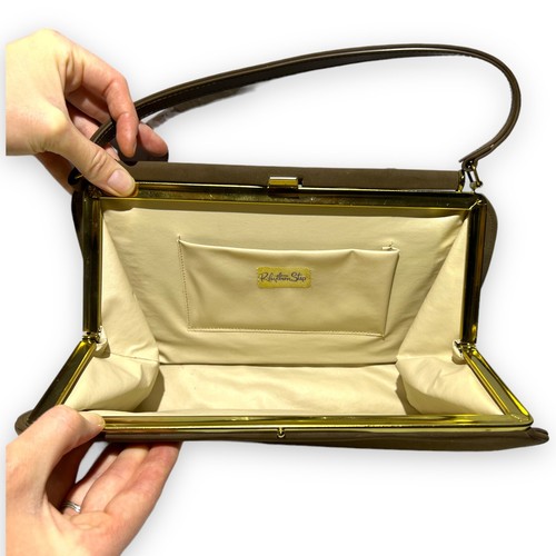 Vintage Rhythm Step 1970s Vinyl Purse Handbag with Hand/Shoulder Strap Brown - Picture 3 of 6