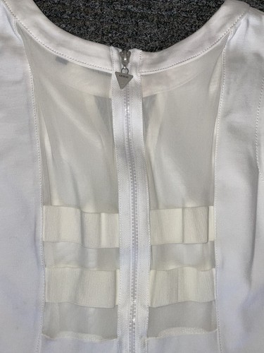 NEW w/ Tag Guess Los Angeles White Bodycon Mini Dress sz M See Thru Mesh Accents - Picture 2 of 12