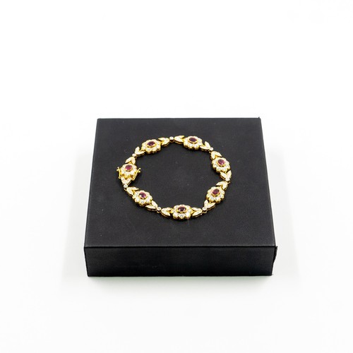 3.73Ct Round Cut Diamond G/VVS2 & Ruby 18k Yellow Gold Bangle - Picture 19 of 20