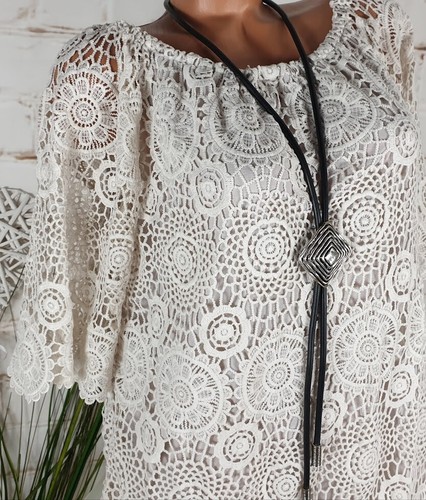 NEU ITALY BOHO VINTAGE HÄCKEL TUNIKA KLEID AUS HÄCKELSPITZE CREME 36-40 - Bild 2 von 7