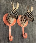 Two Urban Outfitters Zebra Head Decorative Pink/Rose Wall Mounted Hooks