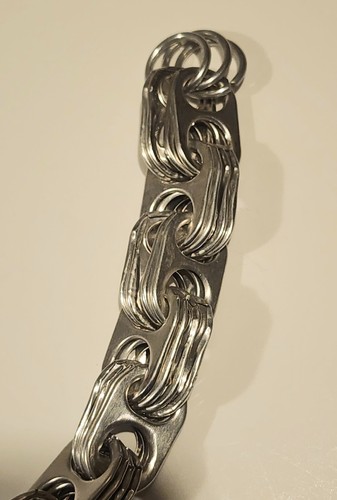 8" Silver Bracelet - Pull Tab Can Tab with Lobster Clasp - Size Medium - Picture 5 of 9