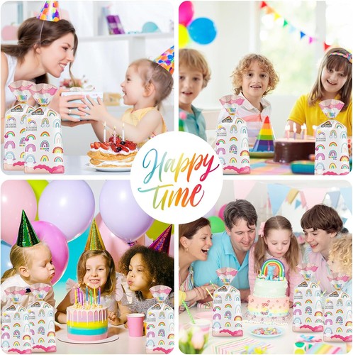 50 Stück Regenbogen Party Geschenktüten - bunte Wolke und Regenbogen Goodie Bags, Plasti - Bild 5 von 7