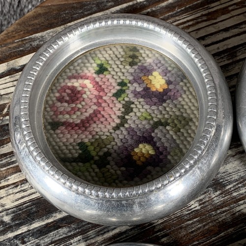 Frank M. Whiting Coasters Cross Stitch Floral Mid Century Lot of 4 - Picture 5 of 17