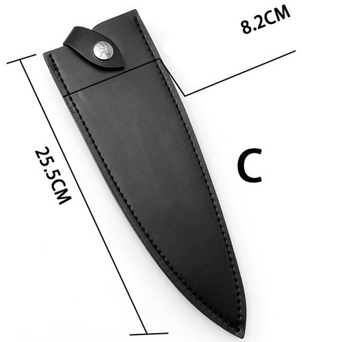 Case with Belt Clip Black New" Genuine Leather Straight Knife Sheath Pouch Cover - Picture 5 of 9