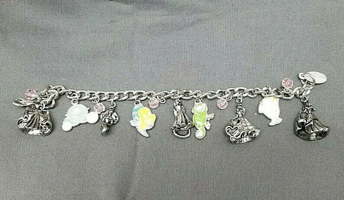 Disney Charm Bracelet Chain Silver Tone And Enameled 7 1/2" - Picture 5 of 6