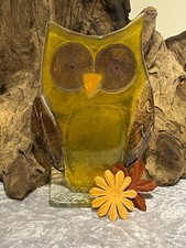 Handcrafted Fused Glass Golden Owl