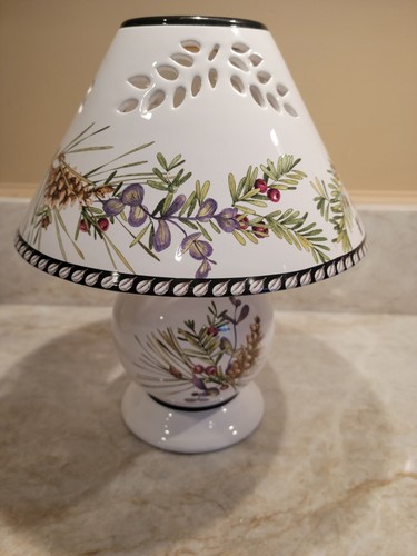Lenox Porcelain Candle Lamp Tealight Holder White With Pinecone Design