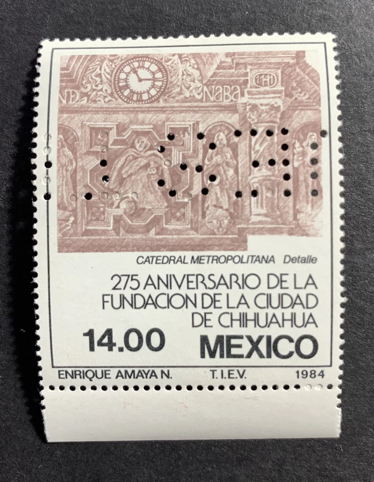 México MUESTRA "ESPECIMEN" SC #1365.  Chihuahua City 1984 275 aniversario, Foto 2 de 3
