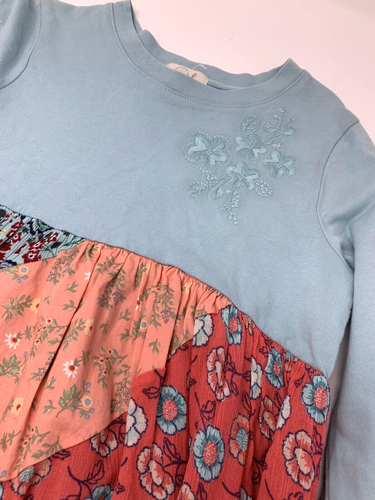 NWT Peek Girls 10 Embroidered Long Sleeve Mixed Print Dress - Picture 4 of 10