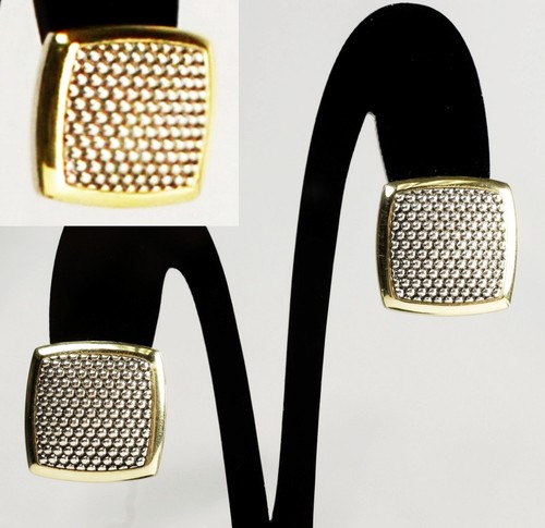 LAGOS 18K Gold Sterling Silver Large Square EARRINGS Women Lady Holiday Gift NEW - Picture 1 of 12