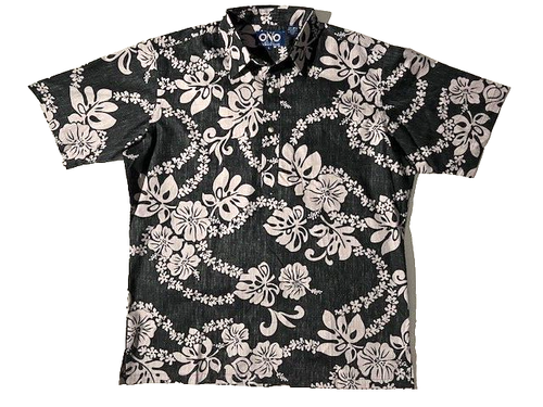 New The ONO Shirt Mens Black & Grey Floral Print Hawaiian Aloha Shirt Sz L Reyn - Picture 6 of 10