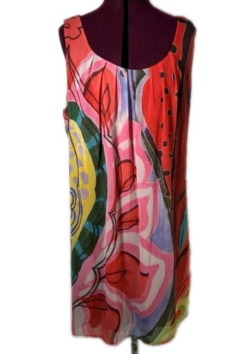 Desigual Fresita Abstract Floral Chiffon Sheath Shift Dress Flowy Size 6 NWT - Picture 3 of 15