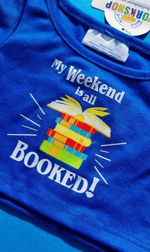 Build A Bear Read Teddy Tales blaues T-Shirt Mein Wochenende ist alles gebucht Buch neu mit Etikett - Bild 2 von 6