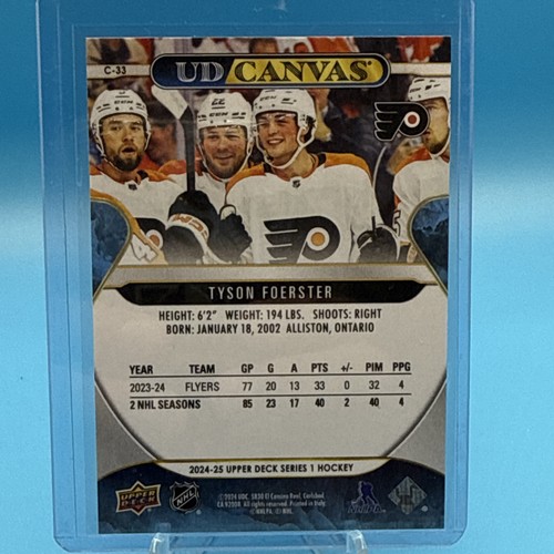 💥 2024-25 Upper Deck Series 1 Canvas C-33 TYSON FOERSTER Philadelphia Flyers - Picture 2 of 3