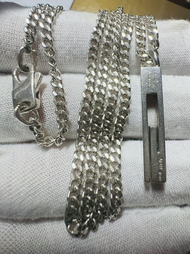 Gucci Necklace 925 Italy 56cm Boxed Unisex Jewelry - Picture 5 of 5