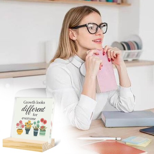 Motivierende Acryl Bürodeko für Frauen Mann niedliche Pflanze Blume Schreibtischdeko Sig - Bild 6 von 9