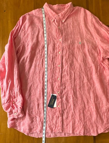 Polo Ralph Lauren Herren 3XL GROSS rosa Leinen Langarm Knopfleiste NEU $ 148 - Bild 9 von 11