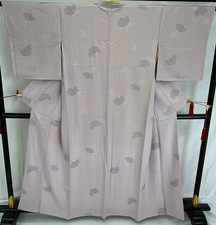 Japanese Vintage Kimono Silk Purple Komon Traditional Authentic Length 62in