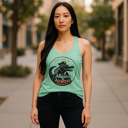 Alligator Alcatraz Racerback Tank - Fun Summer Top, Perfect for Casual Outings - Picture 8 of 10