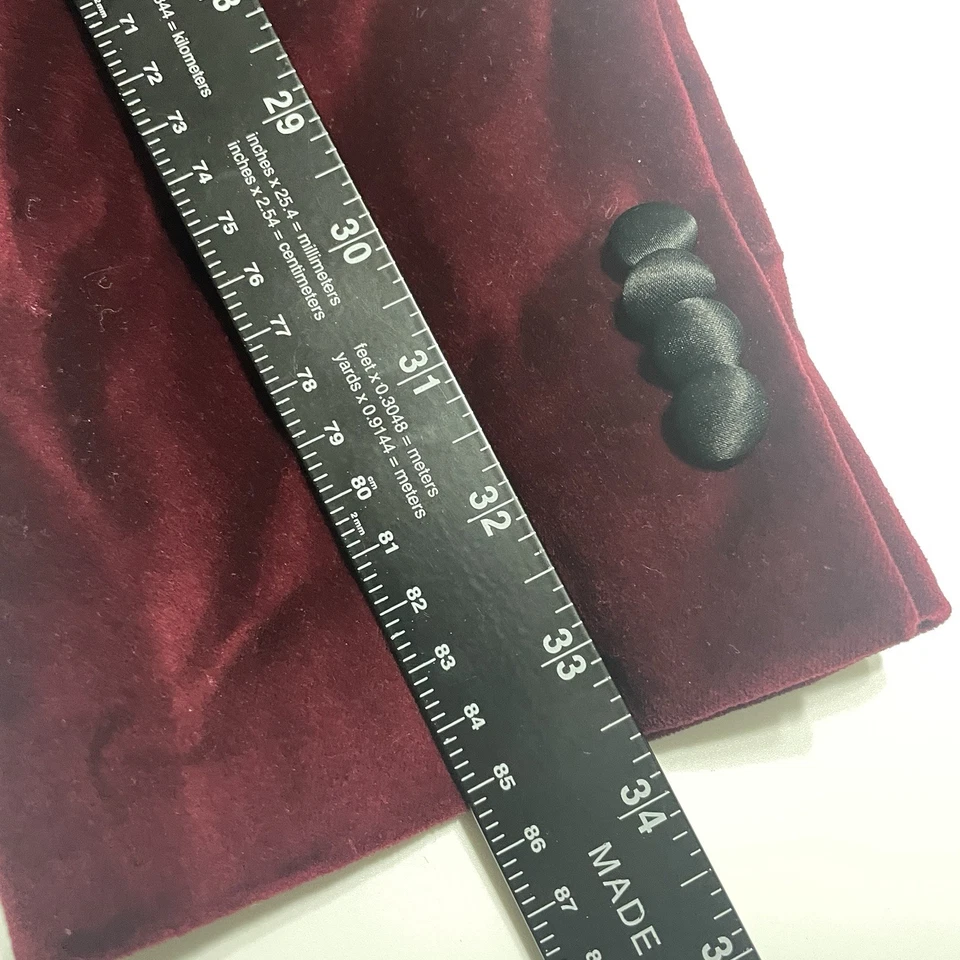 Blazer Esmoquin Indochino A Medida Rojo Granate Negro Terciopelo Esmoquin Chaqueta de Cena 44L Foto 4 de 4