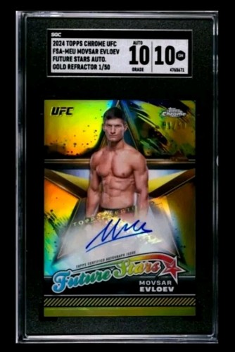 2024 Topps Chrome UFC Movsar Evloev Gold Future Stars Auto /50 SGC 10/10 GEM