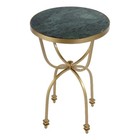 Beaumont Lane Transitional 16"W Round Marble Side Table in Green Marble
