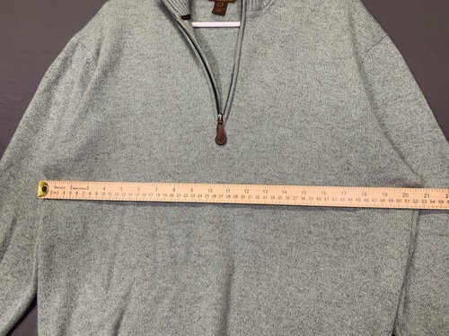 BORN 100% Cashmere Quarter Zip Green/Gray Sweater With Elbow Pads Sz Large - Picture 9 of 13
