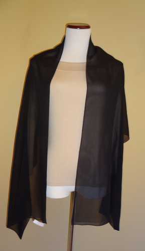 Vintage Badgley Mischka Solid Black Sheer Silk Oblong Scarf Wrap Shawl - Picture 3 of 7