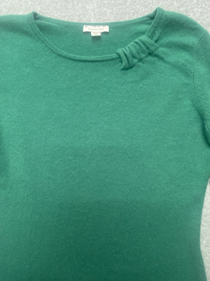 Garnet Hill  Womens Cashmere Sweater Small Green Cozy Casual Soft - Image 3 of 4