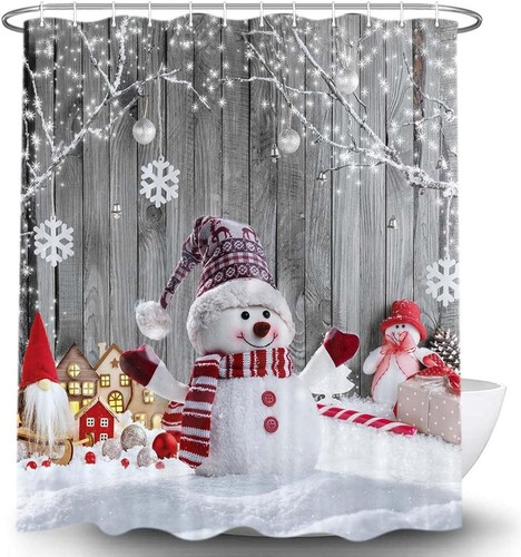 Christmas Snowman Shower Curtain, 60"W x 70"L (Pack of 1), - Picture 3 of 6