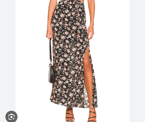 Free People bijou maxi gonna nera floreale donna taglia 4 nuova senza etichette - Foto 4 di 5