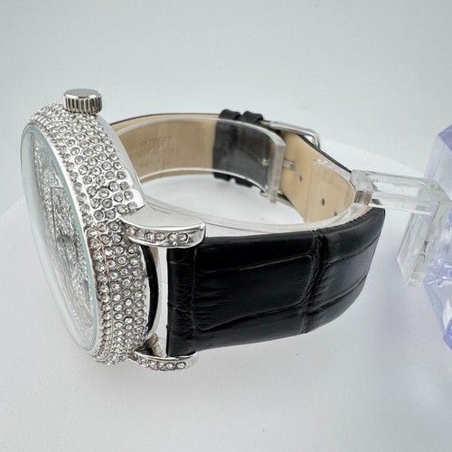 Orologio Saint James teschio cristallo trasparente e nero cinturino ampio in pelle nera - Foto 7 di 14