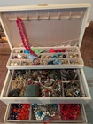LARGE VINTAGE ESTATE COSTUME JEWELRY LOT W/ Mele Jewelry Box