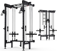 Rack Elettrico Pieghevole, Squat Rack da Parete con Macchina Incrocio Cavi e LA...